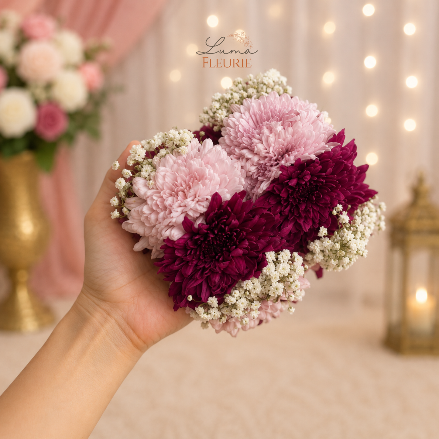 Blush & Plum Chrysanthemum Gajra