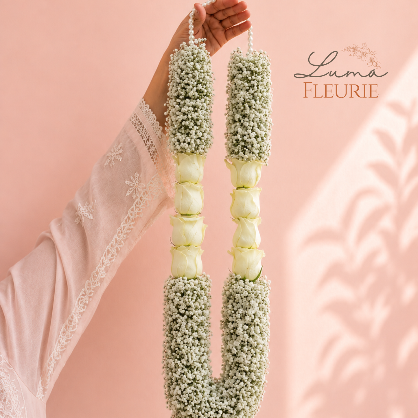 White Rose & Baby's Breath Mala