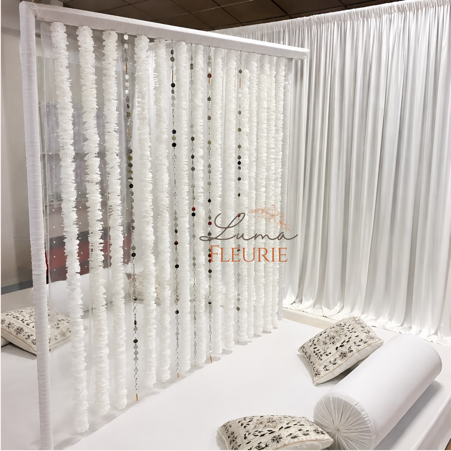 Ivory Floral Hanging Backdrop