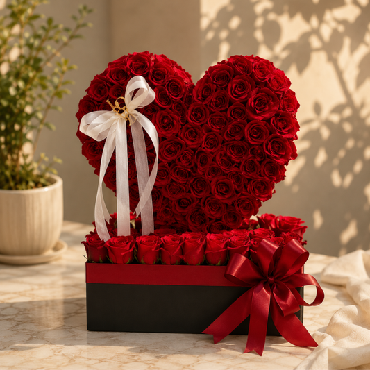 100 Red Rose Heart Gift Box | Luxury Romantic Roses