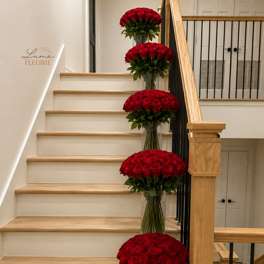 Luxury Rose Staircase Display
