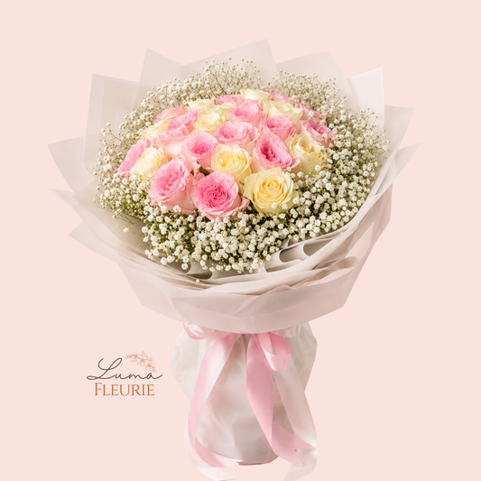 Pastel Dream Rose & Baby's Breath Bouquet