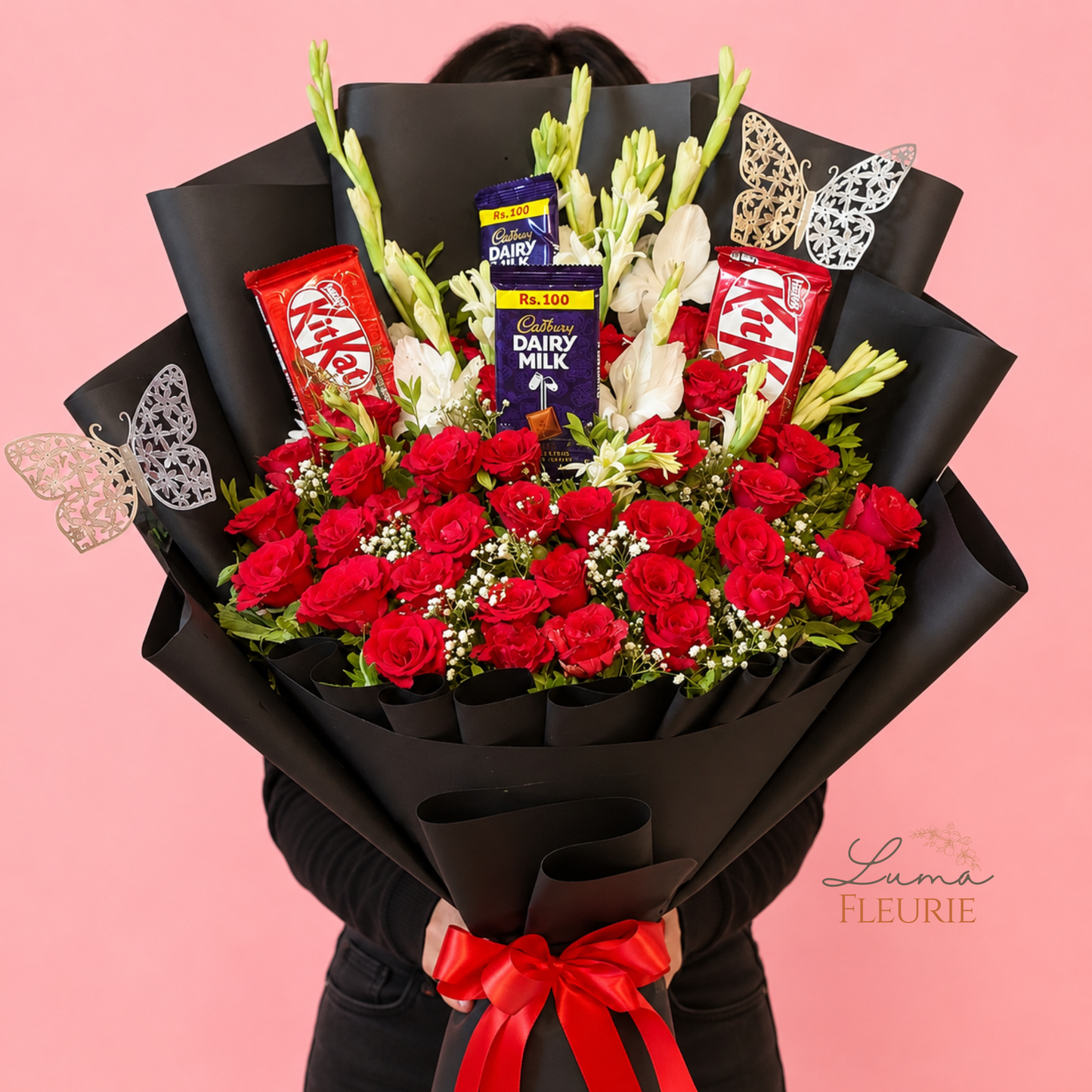 Midnight Crimson & Chocolate Bouquet