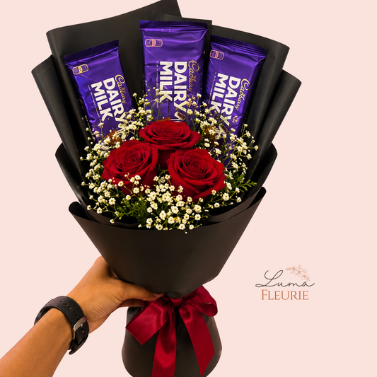 : Midnight Silk Rose & Cadbury Bouquet