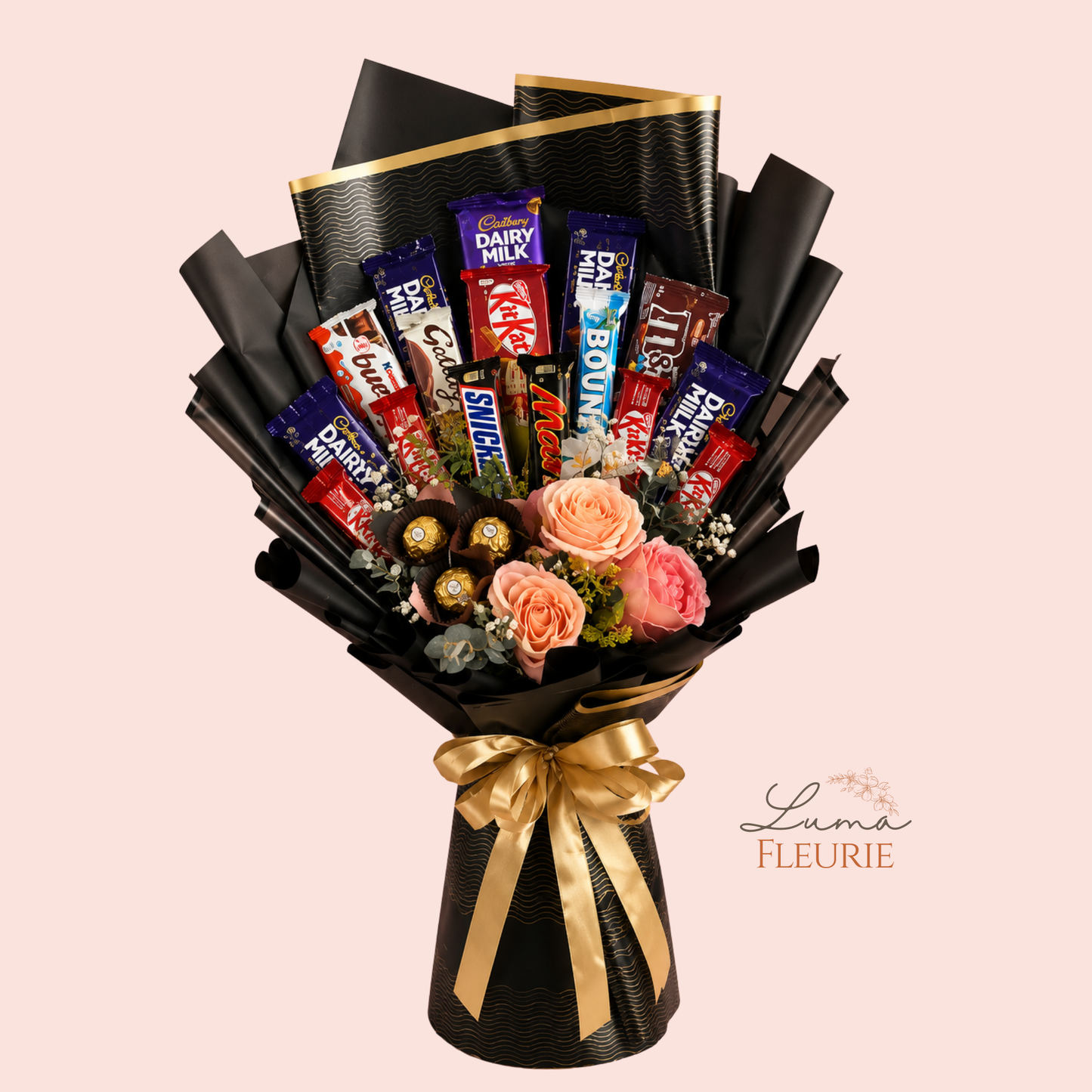 Royal Gold Luxe Chocolate & Floral Bouquet