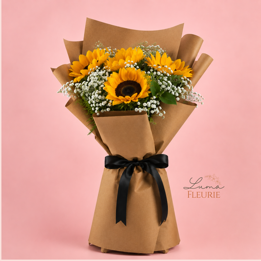 Golden Meadow Sunflower & Gypsophila Bouquet