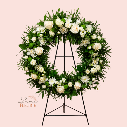 Serene Grace White Rose & Botanical Wreath