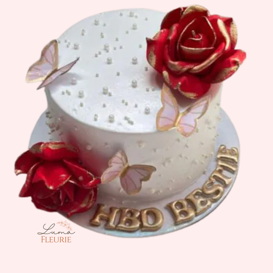Royal Crimson Rose & Butterfly Celebration Bake